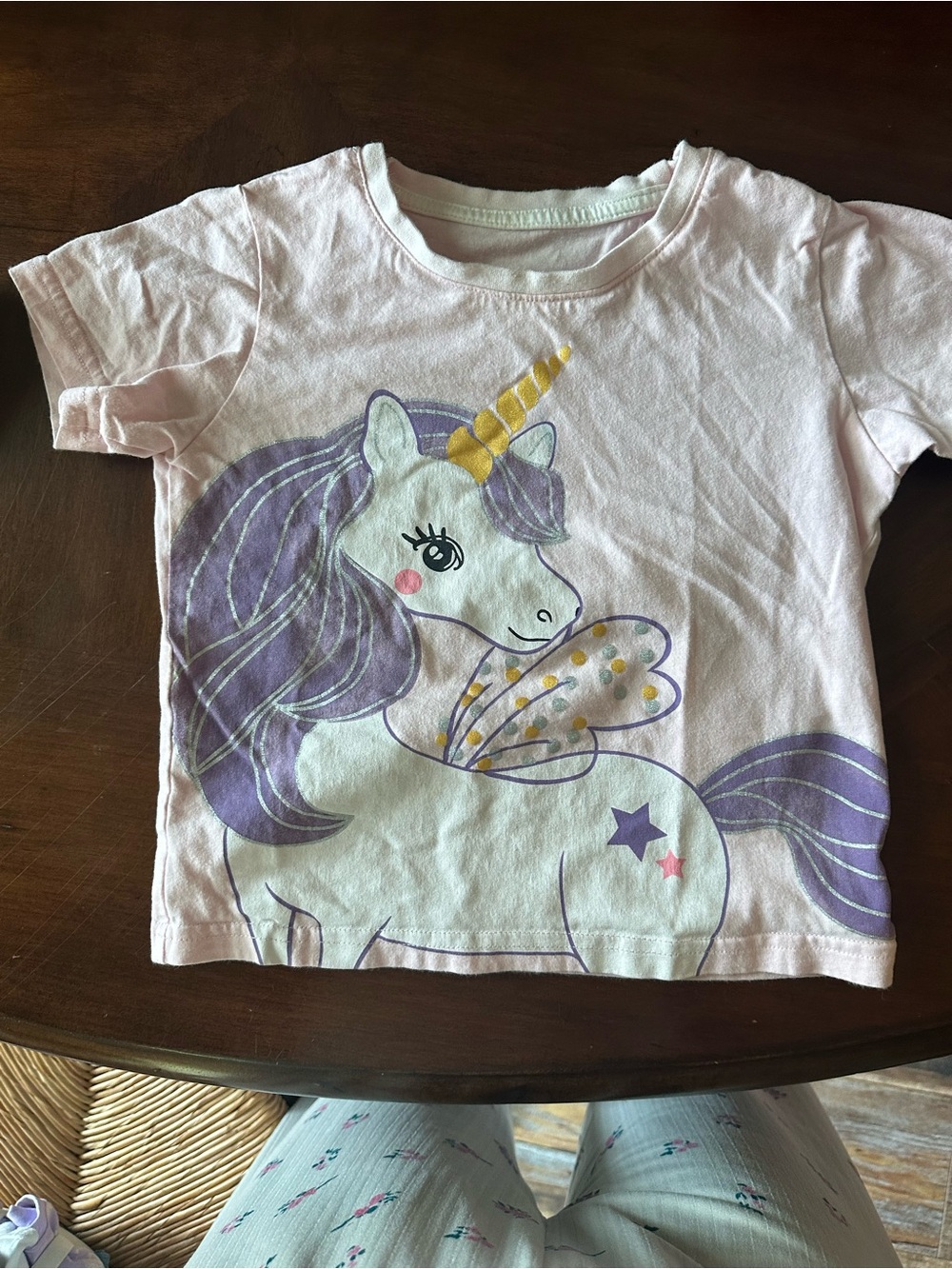Kids Unicorn Graphic Tee - Light Pink & Purple